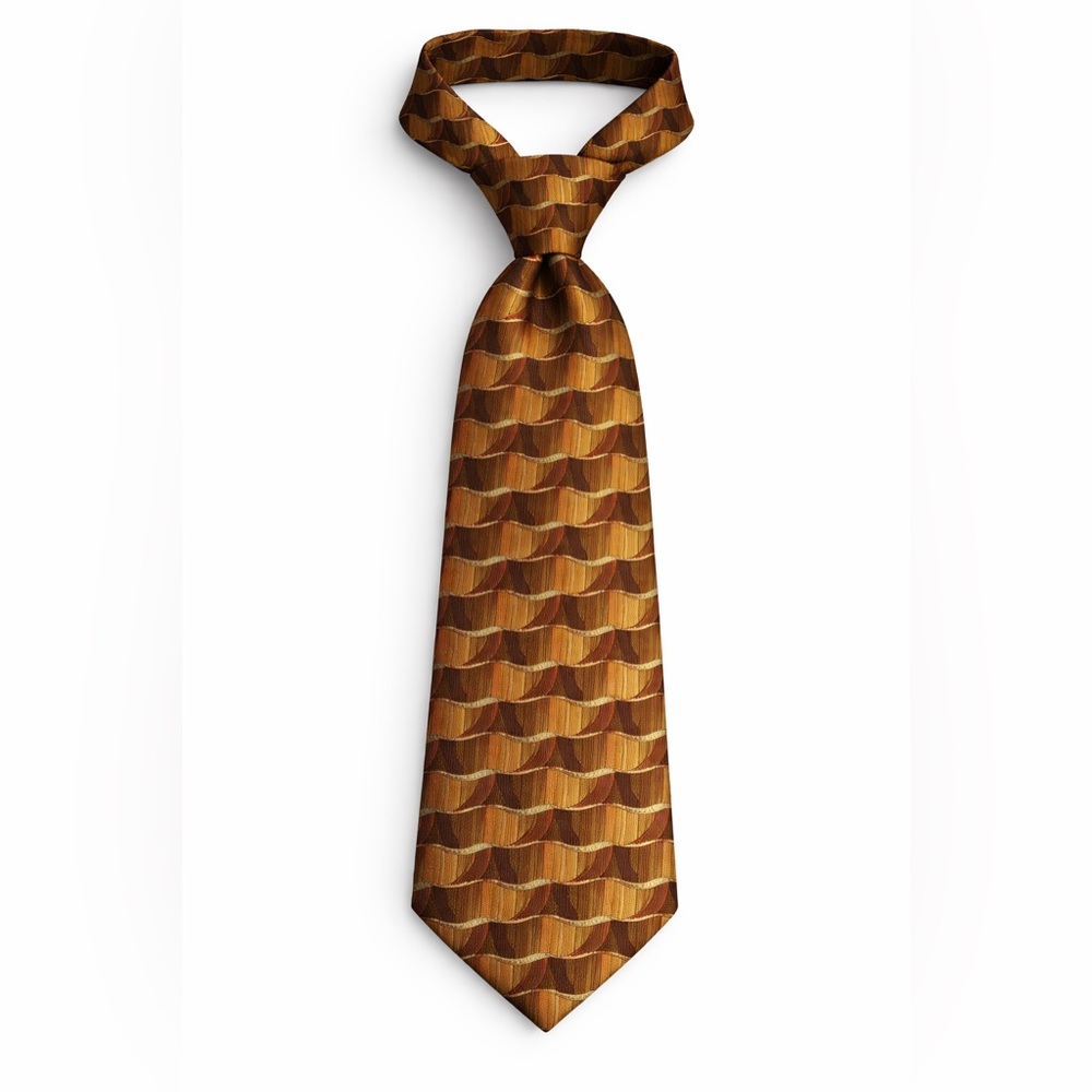 Valentino Cravatte Vintage‎ Brown/ Tan Silk Tie